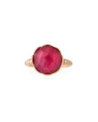 18k Rose Gold Pink Quartz & Diamond Ring,