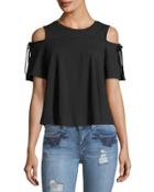Tie-sleeve Cold-shoulder Tee