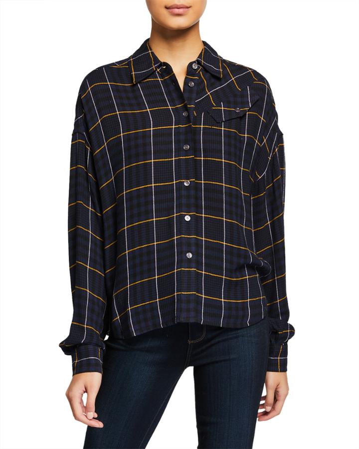 Plaid Button-down Long-sleeve