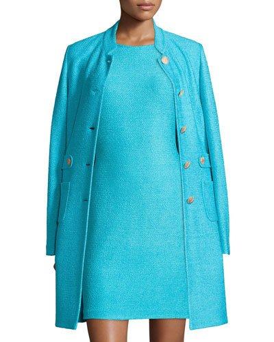 Windy Knit Topper Jacket W/ Waist Tabs, Aqua