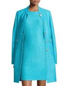 Windy Knit Topper Jacket W/ Waist Tabs, Aqua
