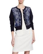 Ruffle Pearlescent Cropped Cardigan