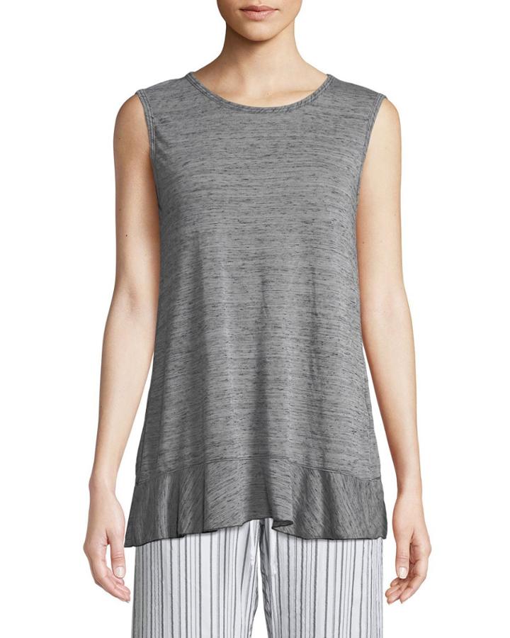 Heathered Ruffle-trim Crossover Tank
