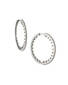 18k White Gold Diamond Studded Hoop Earrings