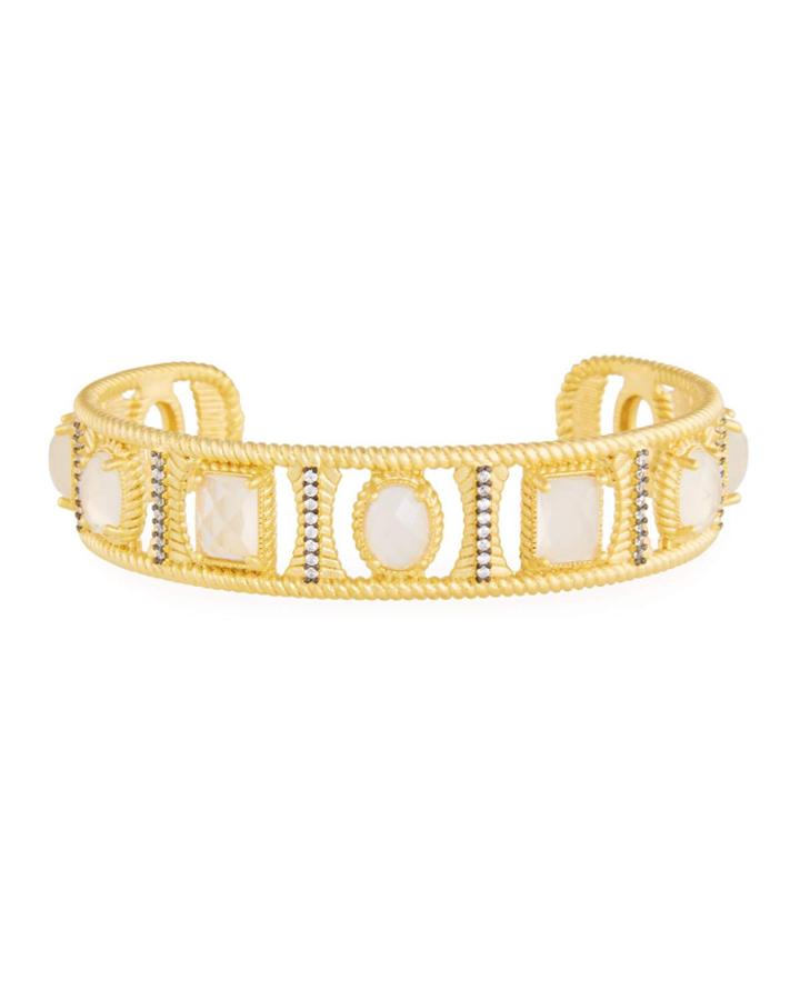 Gilded Cable Stone Cuff Bracelet