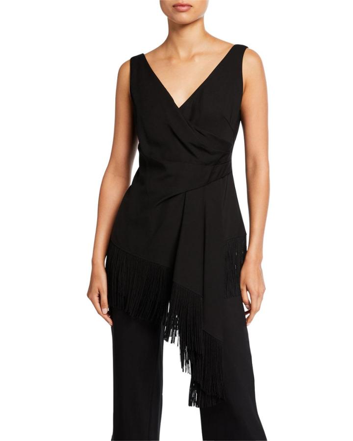 Johanna Sleeveless Asymmetric Fringe Blouse