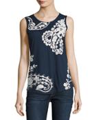 Floral-embroidered Tank