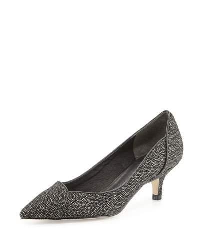 Lydia Manta Ray-print Low-heel Evening Pump, Pewter