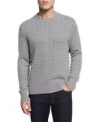 Melange Cable-knit Cashmere-blend Sweater,