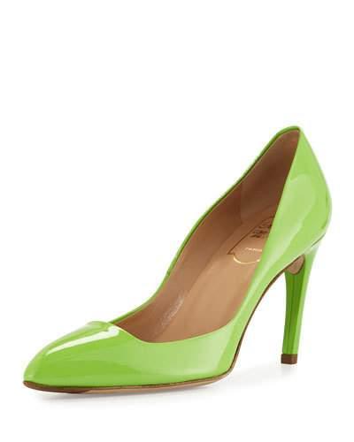 Decollete Choc Patent 85mm Pump, Verde Acceso