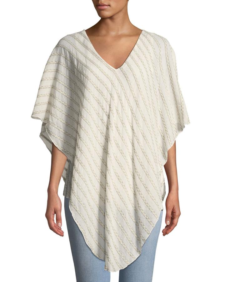 Laguna Striped Linen Poncho Top