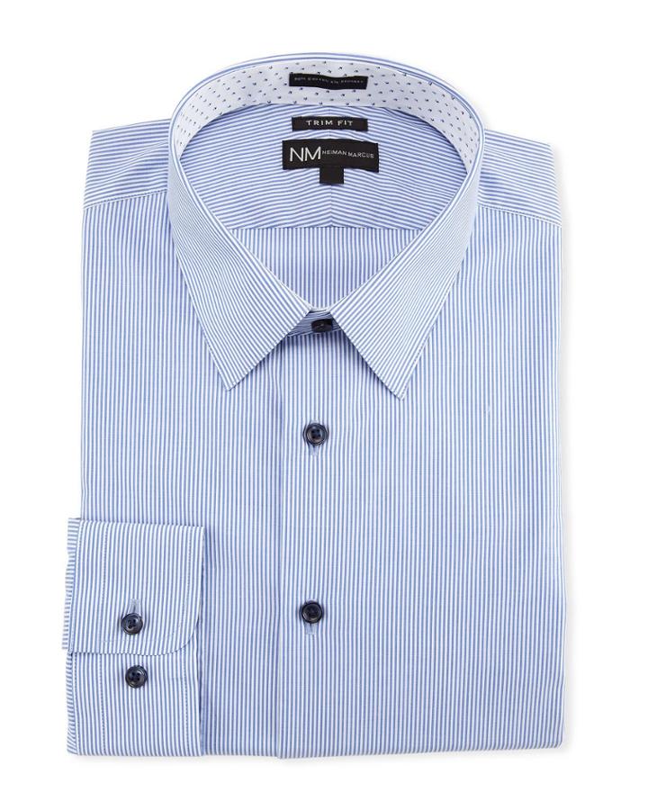 Trim-fit Regular-finish Pinstriped Dress