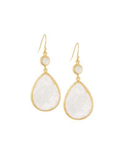 Golden Simulated Mother-of-pearl Drop Earrings