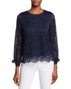 Lace Pullover Scalloped Hem Top