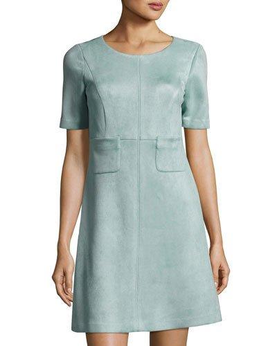 Scuba Faux-suede Pocket Dress,
