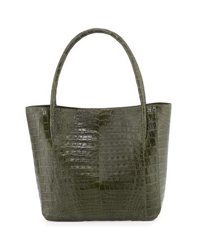 Crocodile Square Shopper Tote Bag, Forest