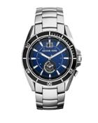 Stainless Steel Three-hand Watch W/ Blue Dial
