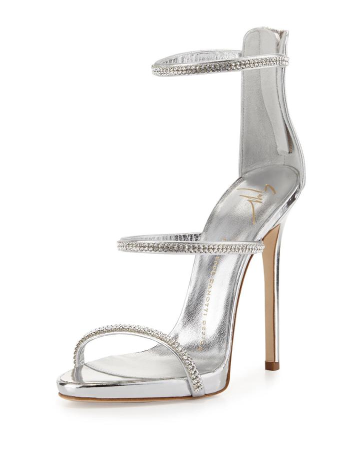 Jeweled Three-strap 110mm Sandals,