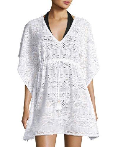 Short Crocheted Coverup, White