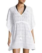Short Crocheted Coverup, White