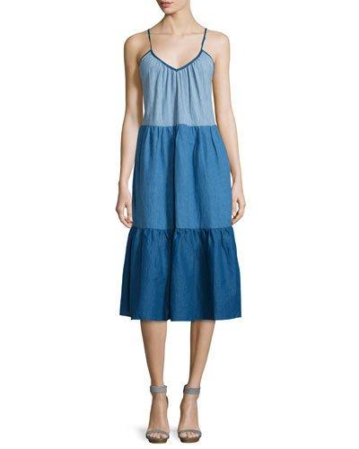 Sunset Colorblock Tiered Dress,