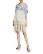 Tie-dye Embroidered Silk-blend Dress