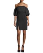Off-the-shoulder Polished Tweed Bustier
