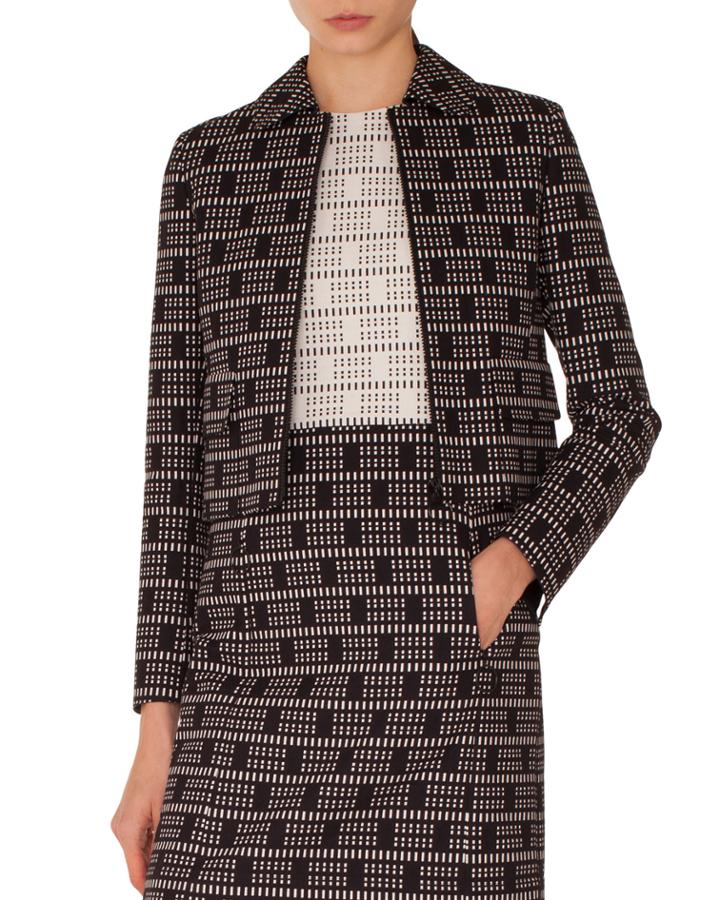 Short Lace Jacquard Zip-front Jacket