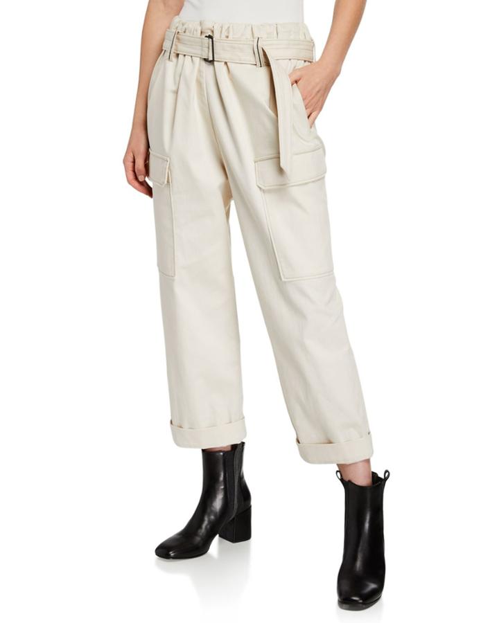 Cotton Cargo-style Monili-belted Pants