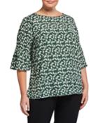 Plus Size Lorelie Leaf-print 1/2-sleeve Blouse