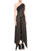 Begdale One-shoulder Handkerchief Gown With Rope Belt