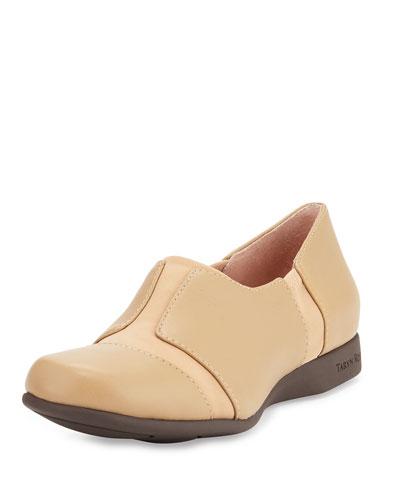 Tarsha Stretch-inset Leather Flat, Carmel
