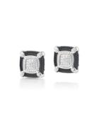 Noir Square Micro-cable Diamond Stud Earrings, Black