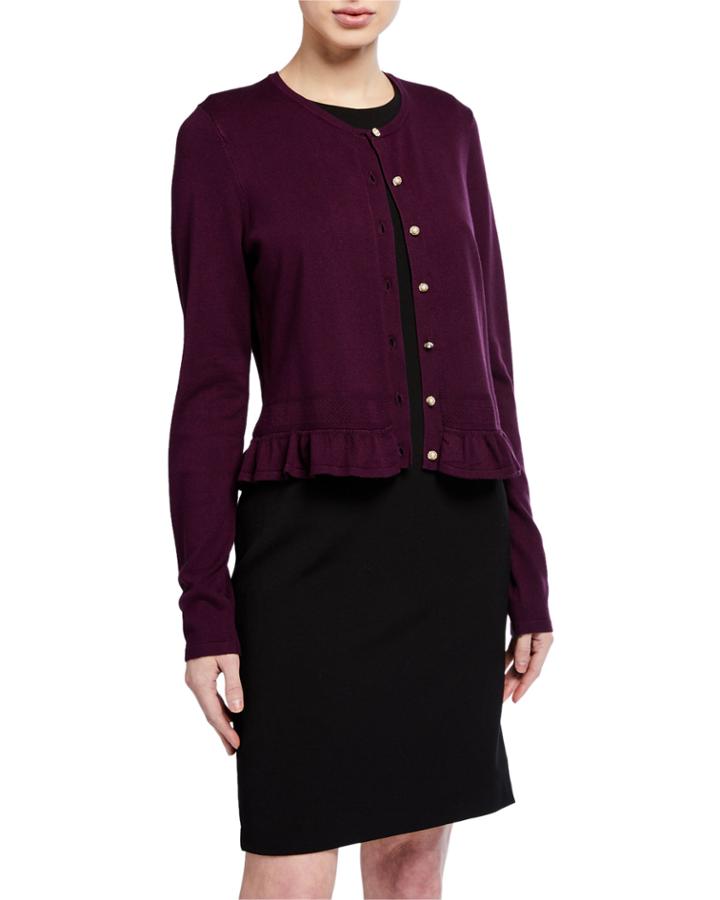 Knit Ruffle-hem Cardigan