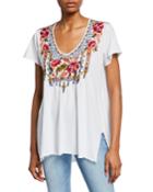 Axton Floral Embroidered Drape Top