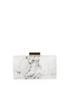 White Marble Faux-leather Minaudiere Box Bag