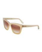 Cat-eye Ridged Sunglasses, Brown