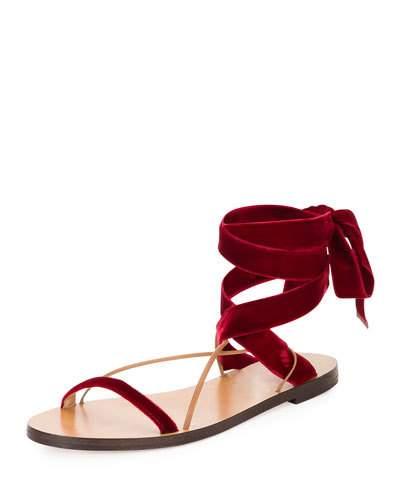 Velvet Lace-up Flat