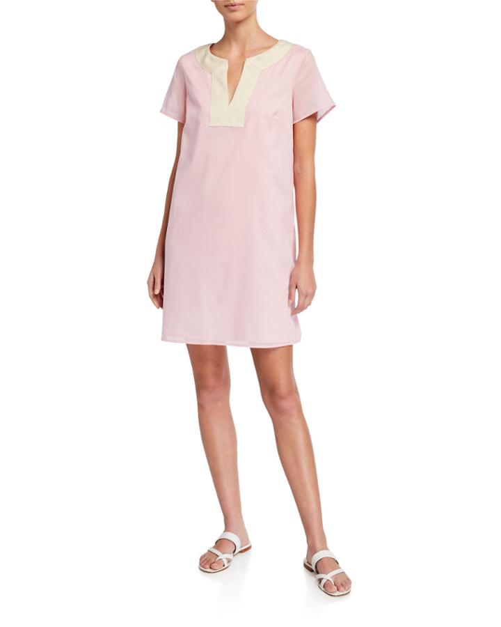 Cotton Voile Tunic Dress With Metallic Detail