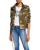 Embroidered Button-down Camo Jacket