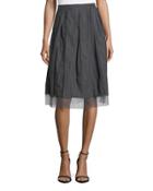 Wool-blend Tulle Pleated