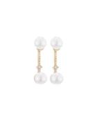 Simulated Pearl & Crystal Bar Drop Earrings