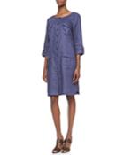 Linen Pocket-front Shirtdress,