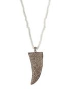 Moonstone & Champagne Diamond Beaded Horn Pendant Necklace