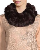 Rabbit Fur Pompom Neck Warmer, Wine