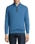 Nano-cashmere 1/4-zip Sweater Pullover, Blue