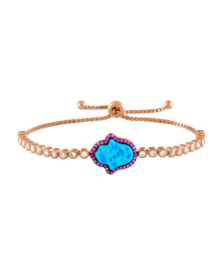 Synthetic Opal Hamsa Bracelet, Rose