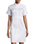Gf Ferre Cotton Short-sleeve Shirtdress, White, Women's,