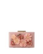 3-d Floral Fabric Evening Box Clutch Bag