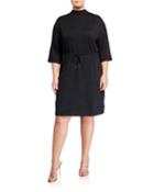 Plus Size Dolman Sleeve Drawstring Dress